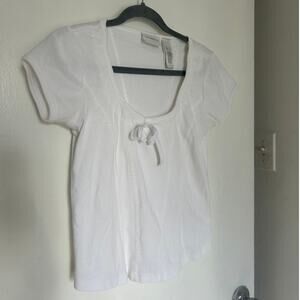 Liz Claiborne White Corset-Style Bow-Front Top